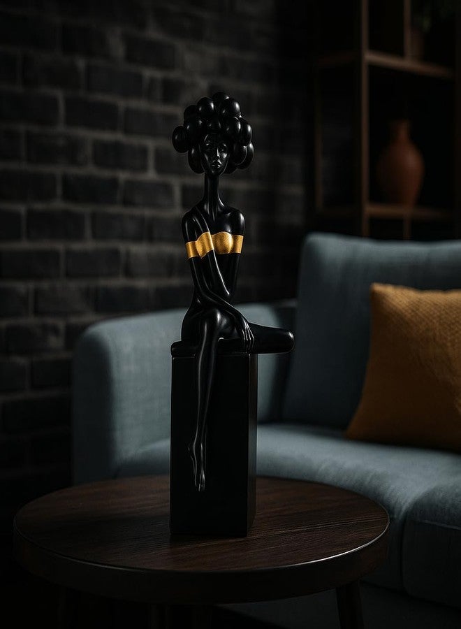 اكستور تمثال امرأة تجريدي عصري من إكستوري | قطعة ديكور منزلية من الراتنج | قطعة فنية فريدة لغرفة المعيشة أو المكتب أو المعرض | تصميم معاصر وأنيق - أسود - Image 5